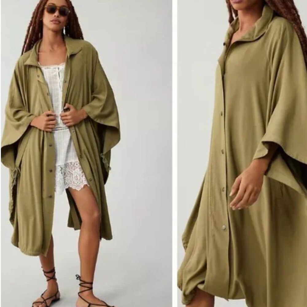 Pilcro Olive Utility Cape Jacket